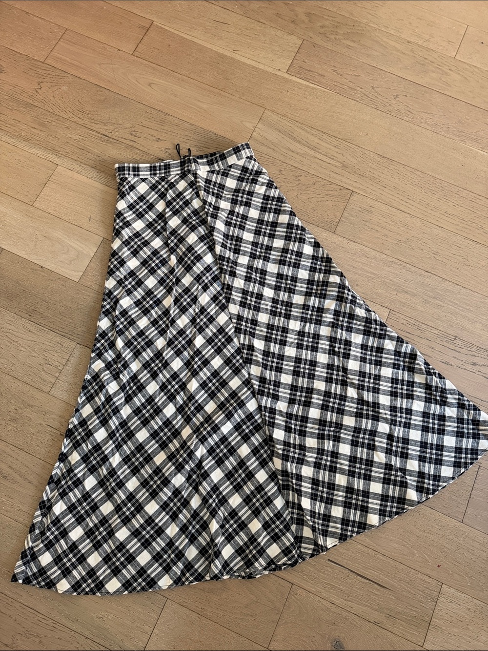 Black and White Plaid A-Line Maxi Skirt